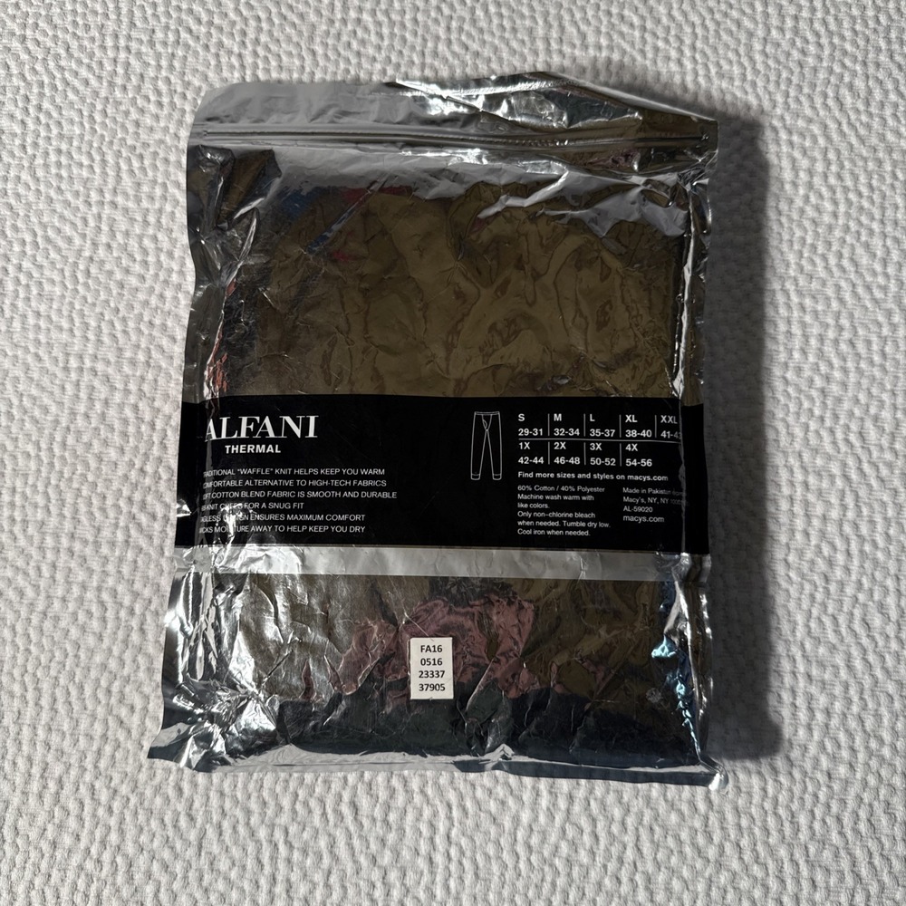 New Alfani Men's Size L Olive Thermal Knit Waffle Pants - Picture 5 of 7